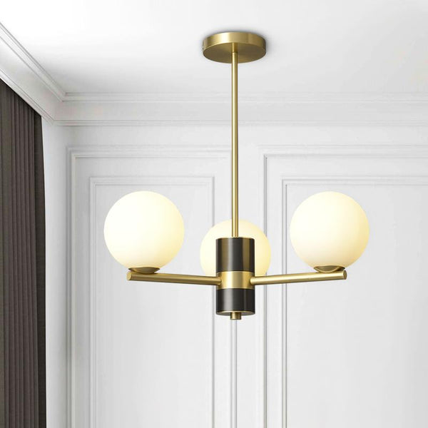 Thehouselights-3-Light Sputnik Chandelier with Opal Glass Globes-Chandelier--