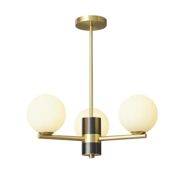 Thehouselights-3-Light Sputnik Chandelier with Opal Glass Globes-Chandelier--