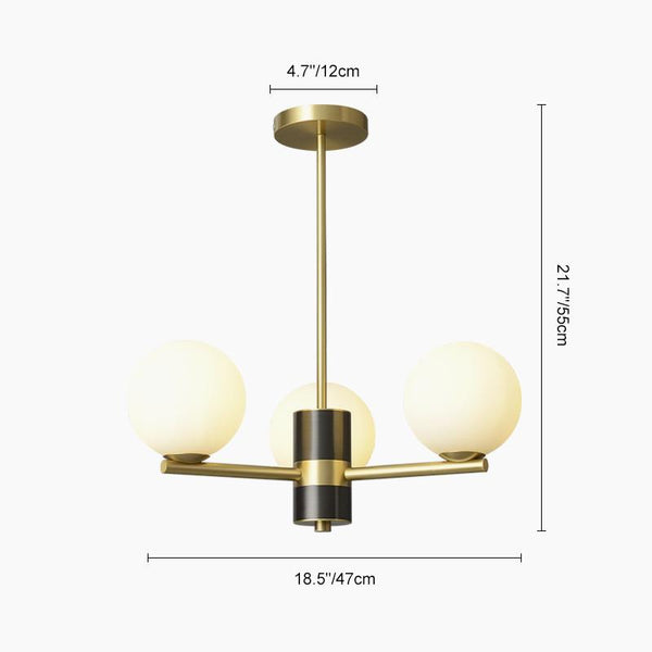 Thehouselights-3-Light Sputnik Chandelier with Opal Glass Globes-Chandelier--