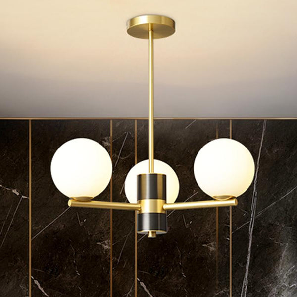 Thehouselights-3-Light Sputnik Chandelier with Opal Glass Globes-Chandelier--