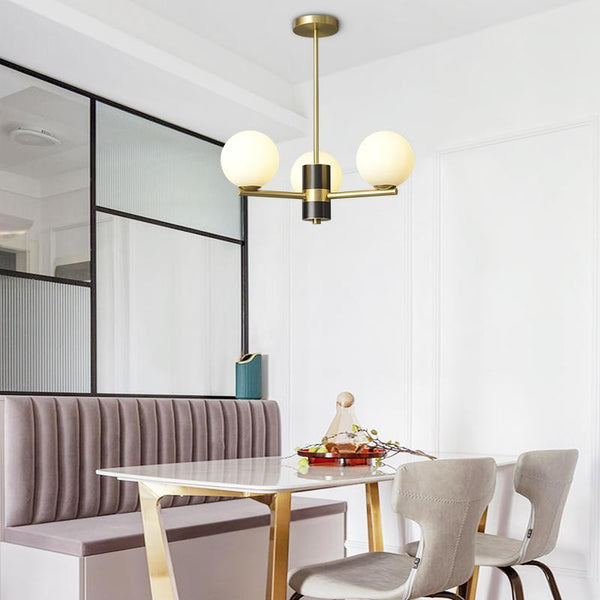 Thehouselights-3-Light Sputnik Chandelier with Opal Glass Globes-Chandelier--