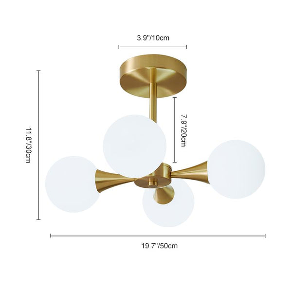 Thehouselights-4-light Opal Globe Chandelier Ceiling Light-Chandelier--