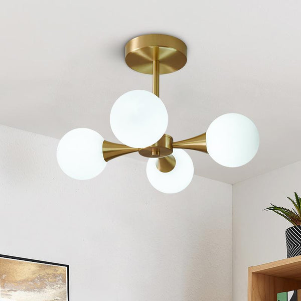 Thehouselights-4-light Opal Globe Chandelier Ceiling Light-Chandelier--