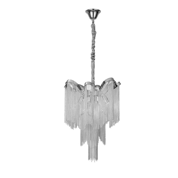 Thehouselights-4-Light Silver Tassel Chandelier in Chrome-Chandelier--