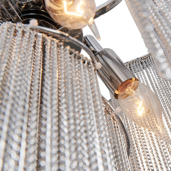 Thehouselights-4-Light Silver Tassel Chandelier in Chrome-Chandelier--