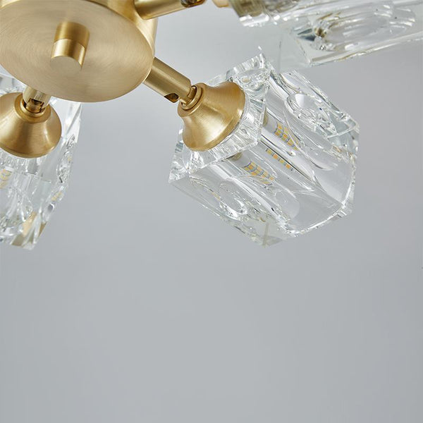Thehouselights-4-light Square Crystal Flush Mount Ceiling Light-Ceiling Light--