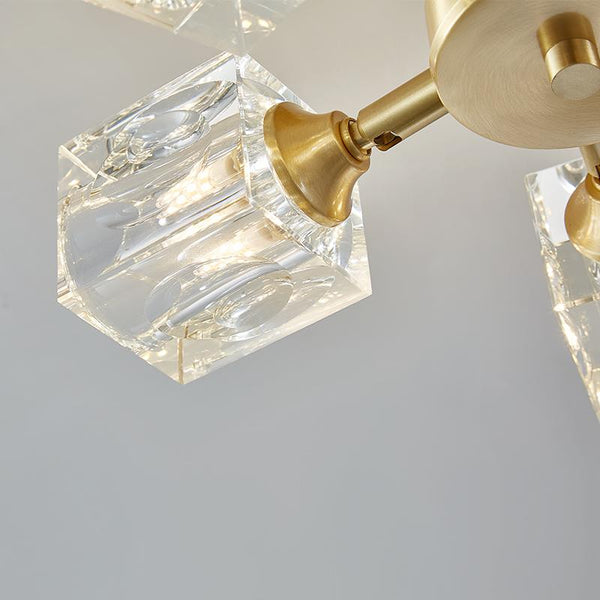 Thehouselights-4-light Square Crystal Flush Mount Ceiling Light-Ceiling Light--