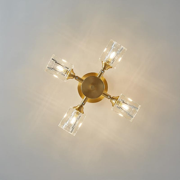 Thehouselights-4-light Square Crystal Flush Mount Ceiling Light-Ceiling Light--