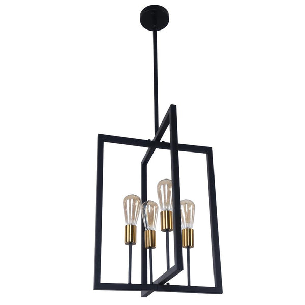 Thehouselights-4-Light Square Geometric Pendant Light-Pendant Light--