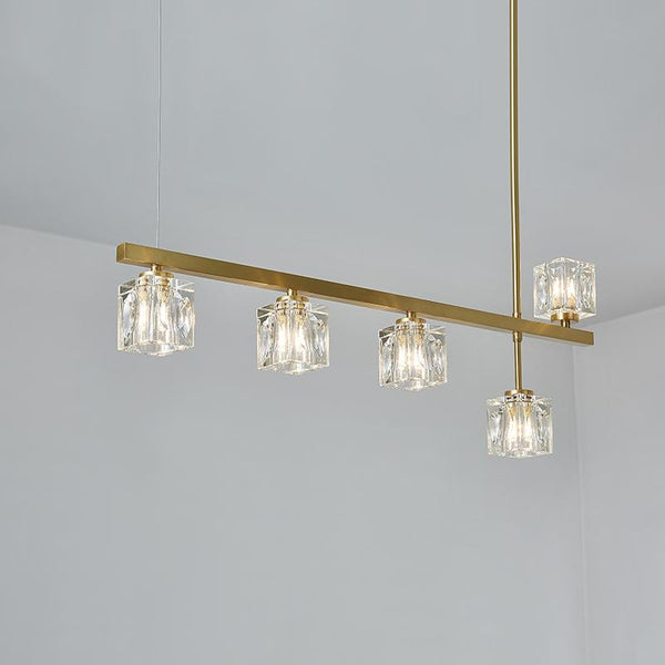 Thehouselights-5-Light Crystal Shade Linear Ceiling Light-Ceiling Light--