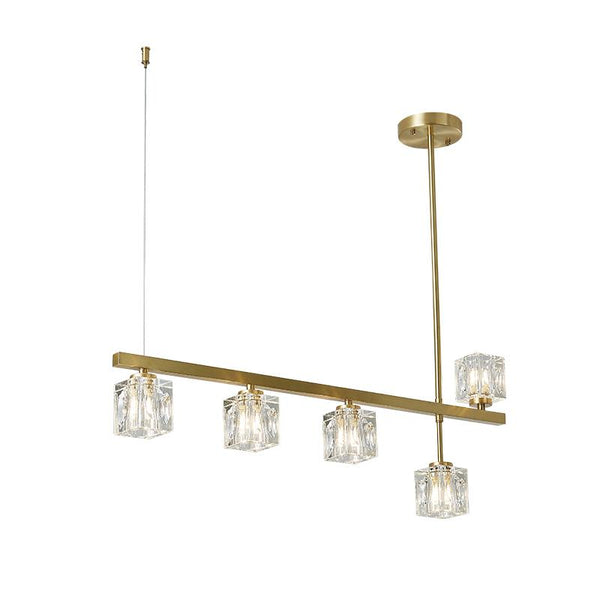 Thehouselights-5-Light Crystal Shade Linear Ceiling Light-Ceiling Light--