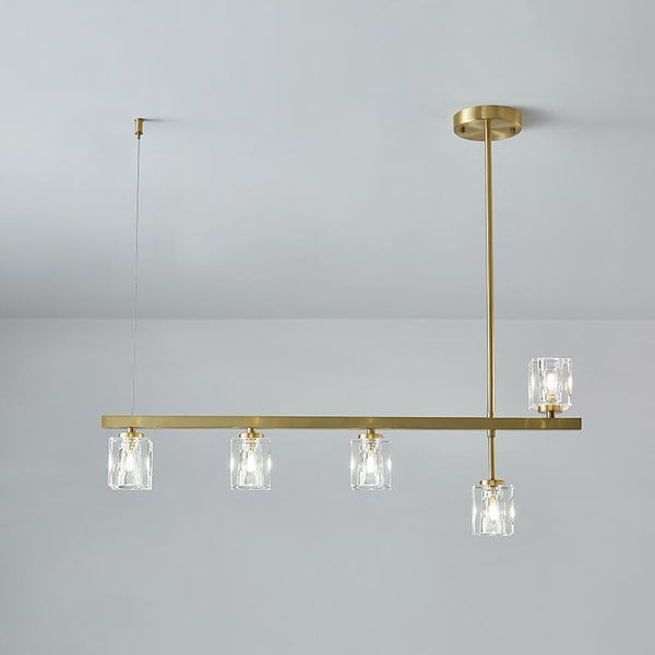 Thehouselights-5-Light Crystal Shade Linear Ceiling Light-Ceiling Light--