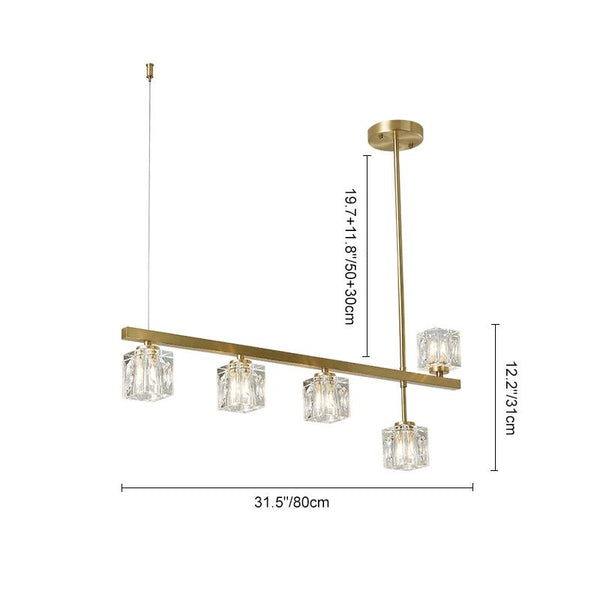 Thehouselights-5-Light Crystal Shade Linear Ceiling Light-Ceiling Light--