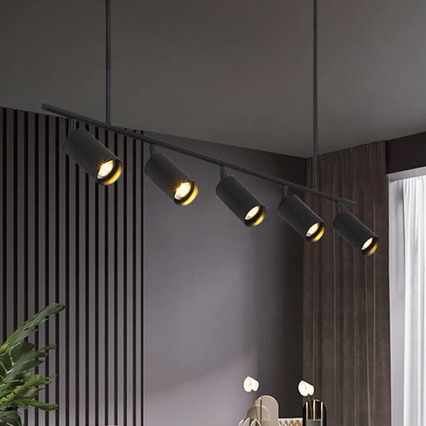 Thehouselights-5-Light Kitchen Track Lighting Kit-Chandelier-Black-