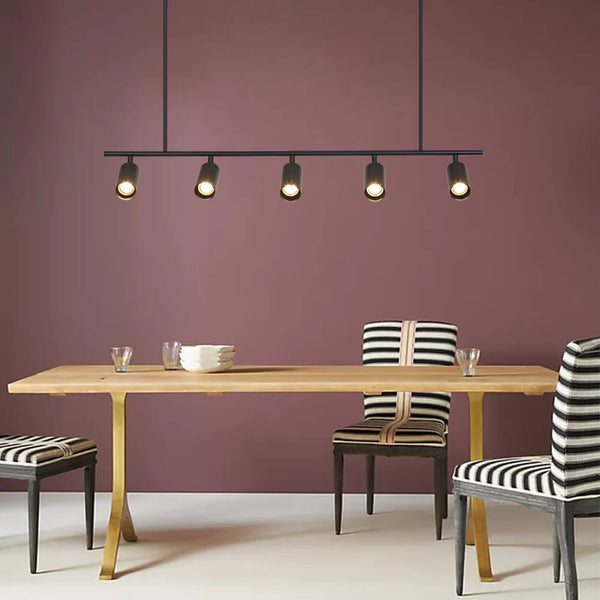 Thehouselights-5-Light Kitchen Track Lighting Kit-Chandelier-Black-