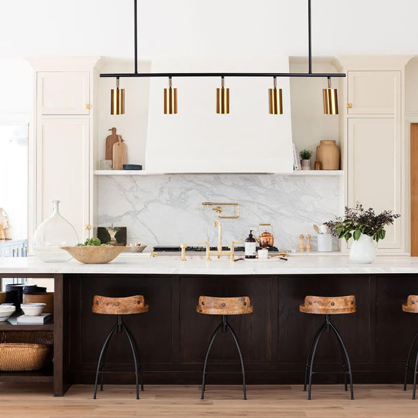 Thehouselights-5-Light Kitchen Track Lighting Kit-Chandelier-Golden-
