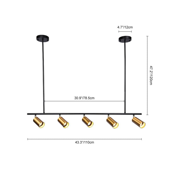 Thehouselights-5-Light Kitchen Track Lighting Kit-Chandelier-Golden-