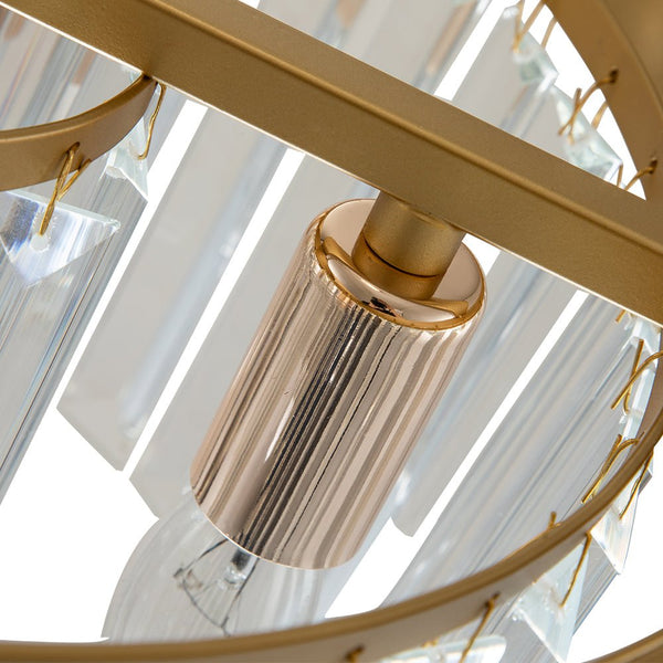 Thehouselights-5-Light Round Crystal Gold Chandelier-Chandelier--