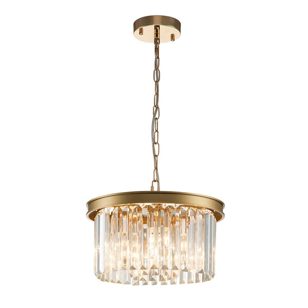 Thehouselights-5-Light Round Crystal Gold Chandelier-Chandelier--