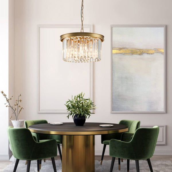 Thehouselights-5-Light Round Crystal Gold Chandelier-Chandelier--