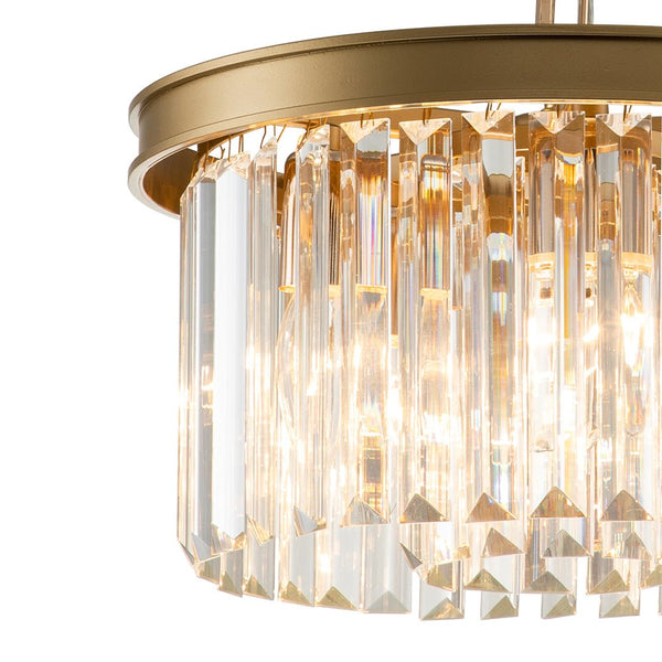 Thehouselights-5-Light Round Crystal Gold Chandelier-Chandelier--