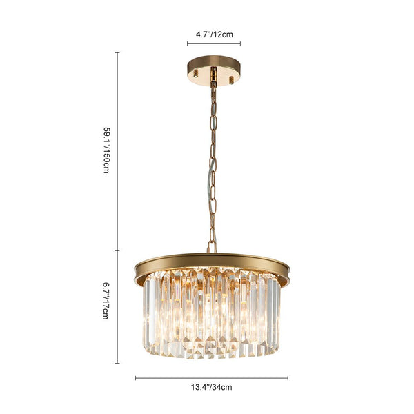 Thehouselights-5-Light Round Crystal Gold Chandelier-Chandelier--