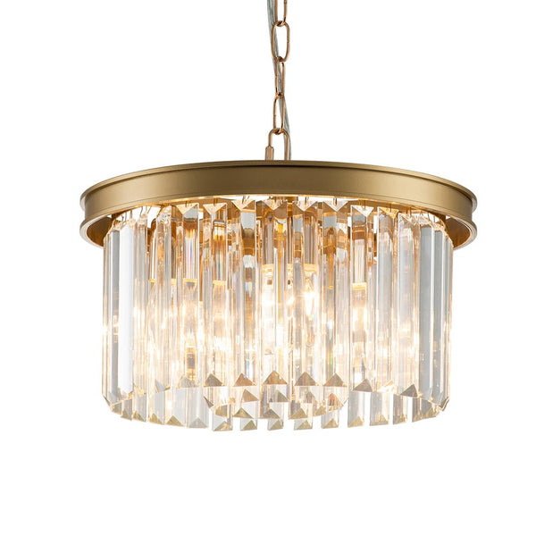 Thehouselights-5-Light Round Crystal Gold Chandelier-Chandelier--