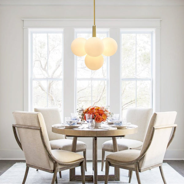 Thehouselights-5/13 Light Opal Glass Bubble Cluster Grape Brass Chandelier-Chandelier-13Lt-