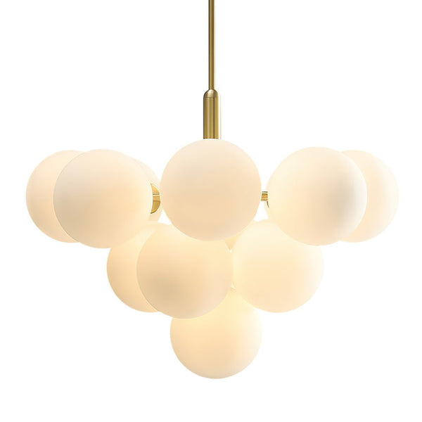 Thehouselights-5/13 Light Opal Glass Bubble Grape Brass Chandelier-Chandelier-5Lt-