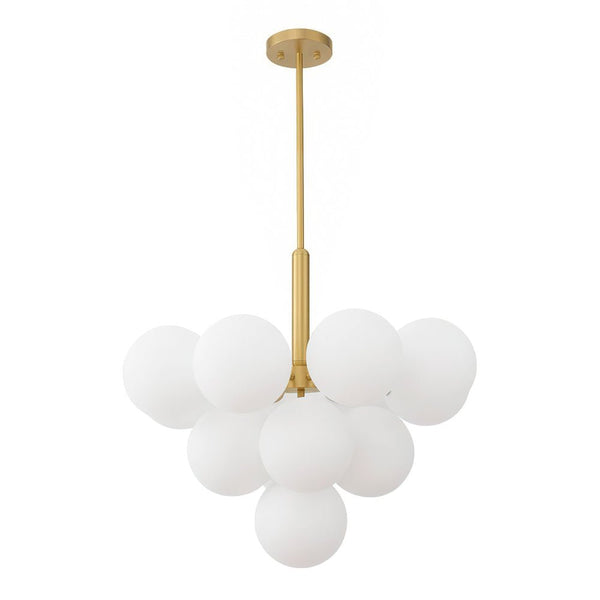 Thehouselights-5/13 Light Opal Glass Bubble Grape Brass Chandelier-Chandelier-5Lt-