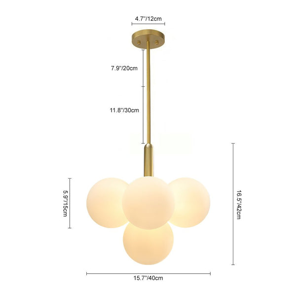 Thehouselights-5/13 Light Opal Glass Bubble Grape Brass Chandelier-Chandelier-5Lt-