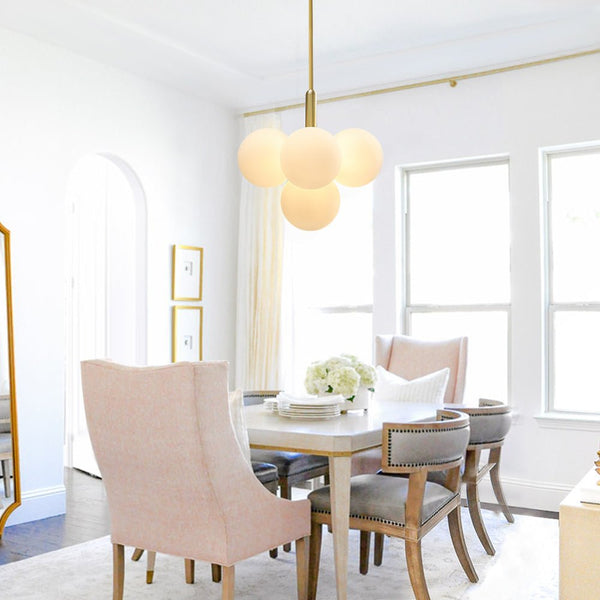 Thehouselights-5/13 Light Opal Glass Bubble Grape Brass Chandelier-Chandelier-5Lt-