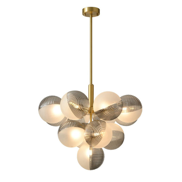 Thehouselights-5/13 Light Opal Textured Gray+White Glass Shade Bubble Cluster Grape Chandelier-Chandelier-13Lt-