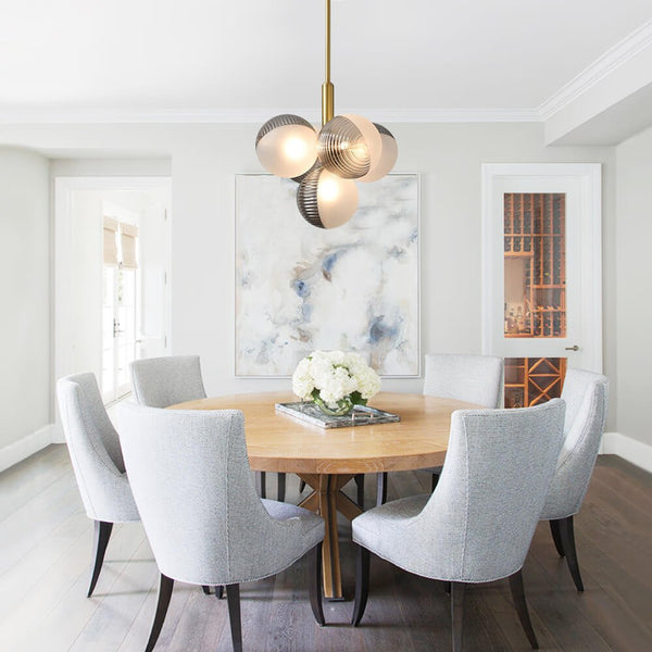 Thehouselights-5/13 Light Opal Textured Gray+White Glass Shade Bubble Cluster Grape Chandelier-Chandelier-13Lt-