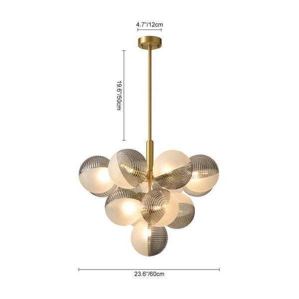 Thehouselights-5/13 Light Opal Textured Gray+White Glass Shade Bubble Cluster Grape Chandelier-Chandelier-13Lt-