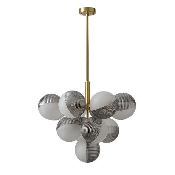 Thehouselights-5/13 Light Opal Textured Gray+White Glass Shade Bubble Cluster Grape Chandelier-Chandelier-13Lt-