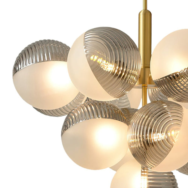 Thehouselights-5/13 Light Opal Textured Gray+White Glass Shade Bubble Cluster Grape Chandelier-Chandelier-13Lt-