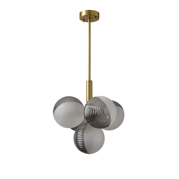 Thehouselights-5/13 Light Opal Textured Gray+White Glass Shade Bubble Grape Chandelier-Chandelier-5Lt-