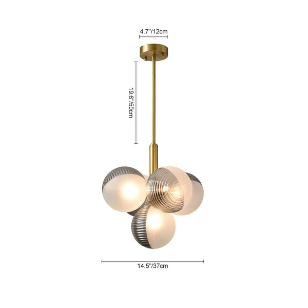 Thehouselights-5/13 Light Opal Textured Gray+White Glass Shade Bubble Grape Chandelier-Chandelier-5Lt-
