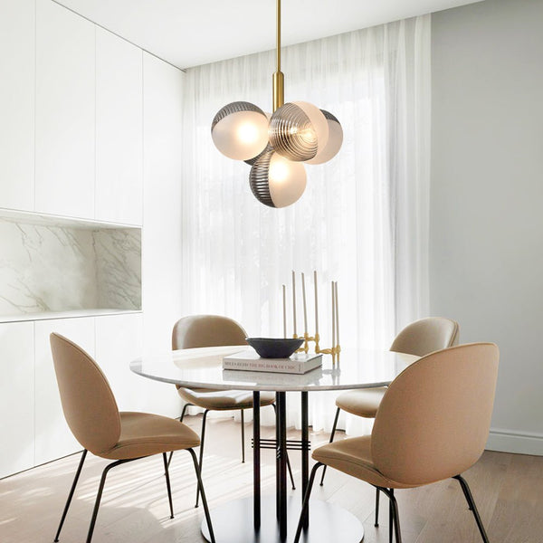 Thehouselights-5/13 Light Opal Textured Gray+White Glass Shade Bubble Grape Chandelier-Chandelier-5Lt-