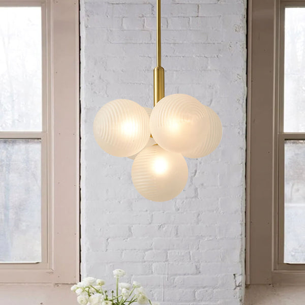 Thehouselights-5/13 Light Opal Textured White Glass Shade Bubble Cluster Grape Chandelier-Chandelier-5Lt-