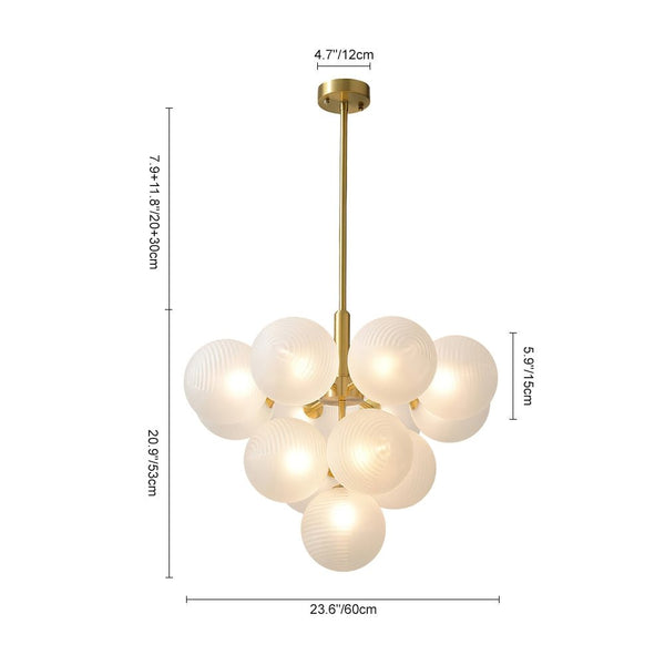 Thehouselights-5/13 Light Opal Textured White Glass Shade Bubble Cluster Grape Chandelier-Chandelier-5Lt-