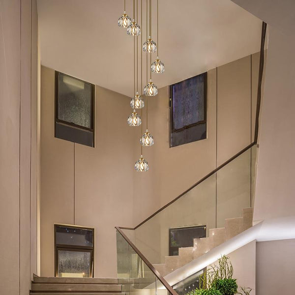 Thehouselights-5/9 Light Dome Stairs Swirl Cluster Pendant Light-Pendant-5Lt-