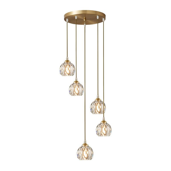Thehouselights-5/9 Light Dome Stairs Swirl Cluster Pendant Light-Pendant-5Lt-