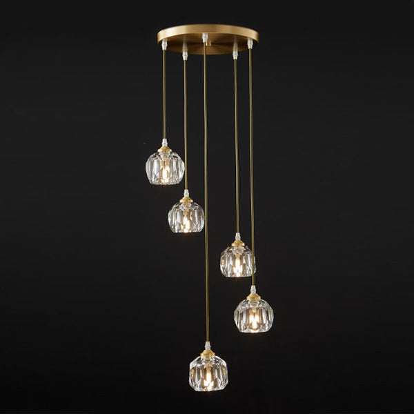 Thehouselights-5/9 Light Dome Stairs Swirl Cluster Pendant Light-Pendant-5Lt-