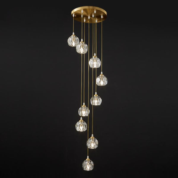 Thehouselights-5/9 Light Dome Stairs Swirl Cluster Pendant Light-Pendant-5Lt-
