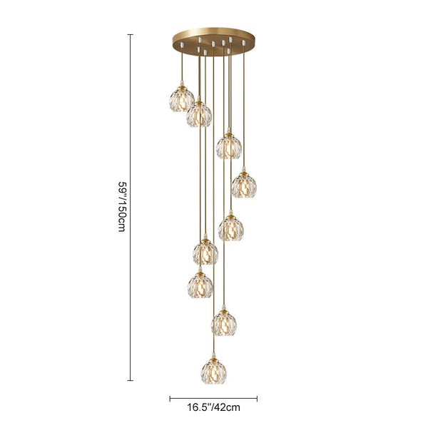 Thehouselights-5/9 Light Dome Stairs Swirl Cluster Pendant Light-Pendant-9Lt-