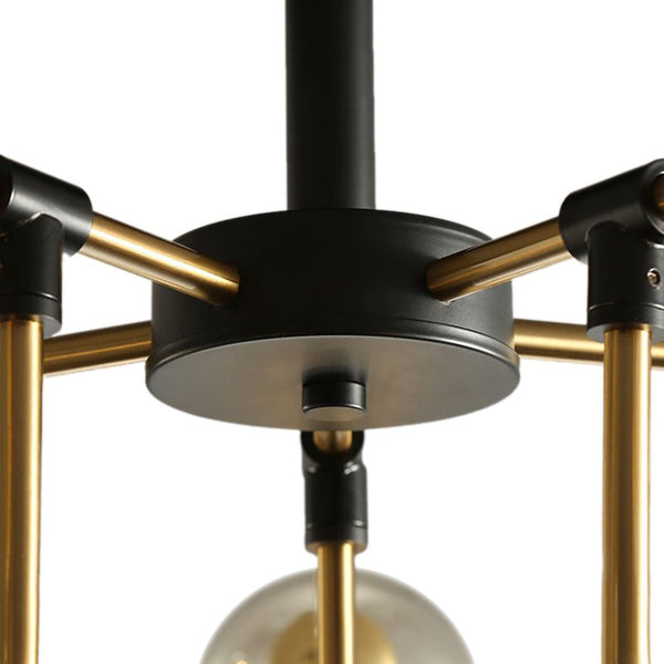 Thehouselights-6 Light Amber Glass Sputnik Semi Flush Mount-Ceiling Light--