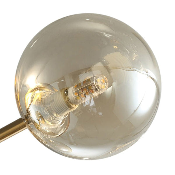 Thehouselights-6 Light Amber Glass Sputnik Semi Flush Mount-Ceiling Light--