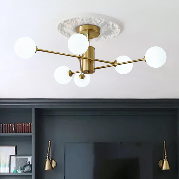 Thehouselights-6-Light Glass Globe Ceiling Light-Ceiling Light--